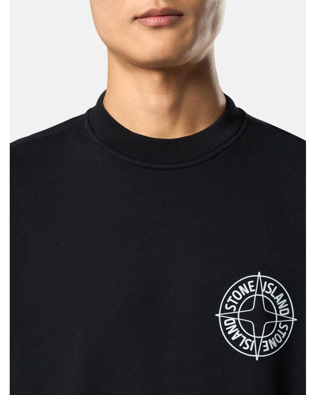 Stone Island Black Stone Island Logo-Embroidered Sweatshirt for men