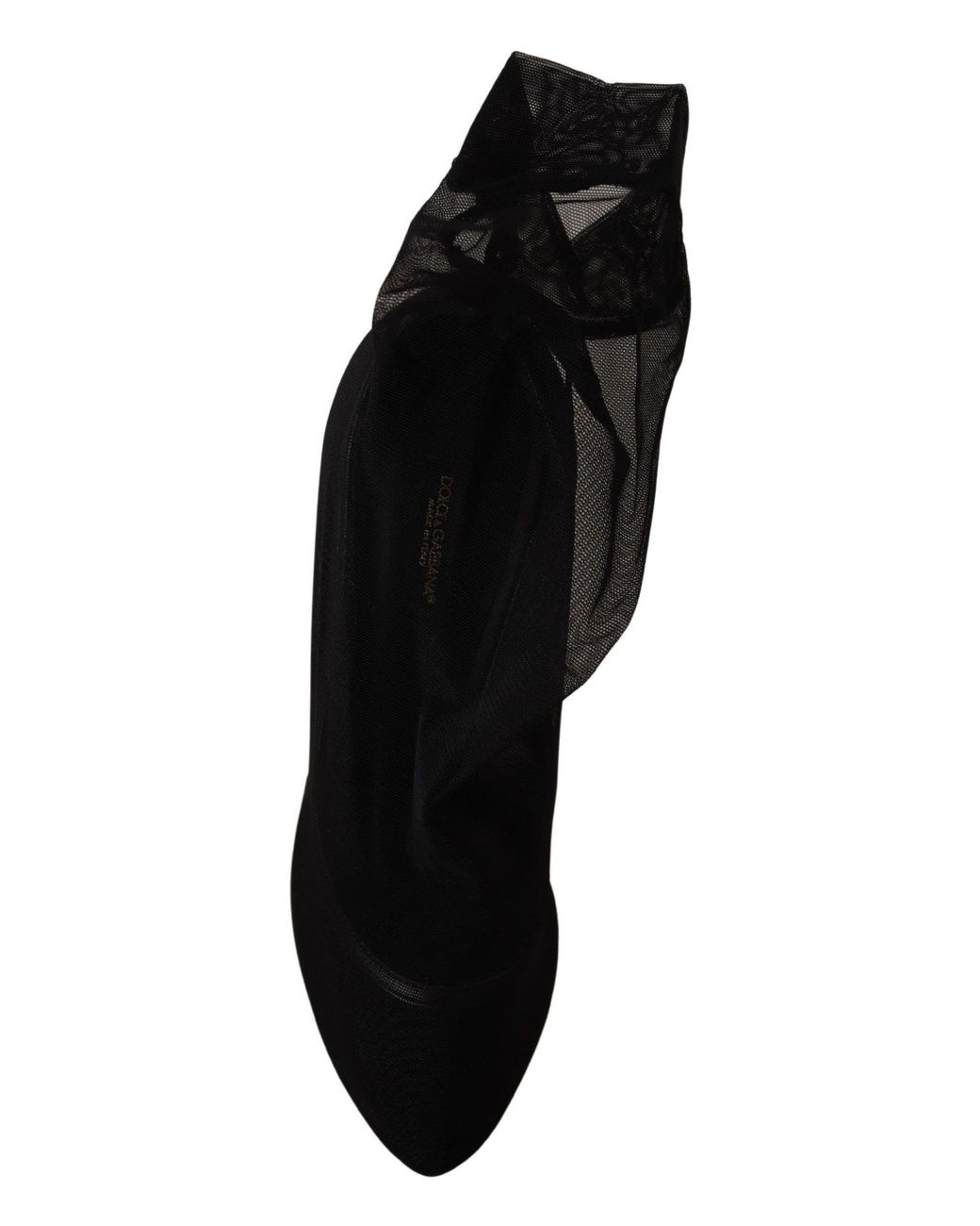 Dolce & Gabbana Black Stretch Tulle Boots Shoes Elastane