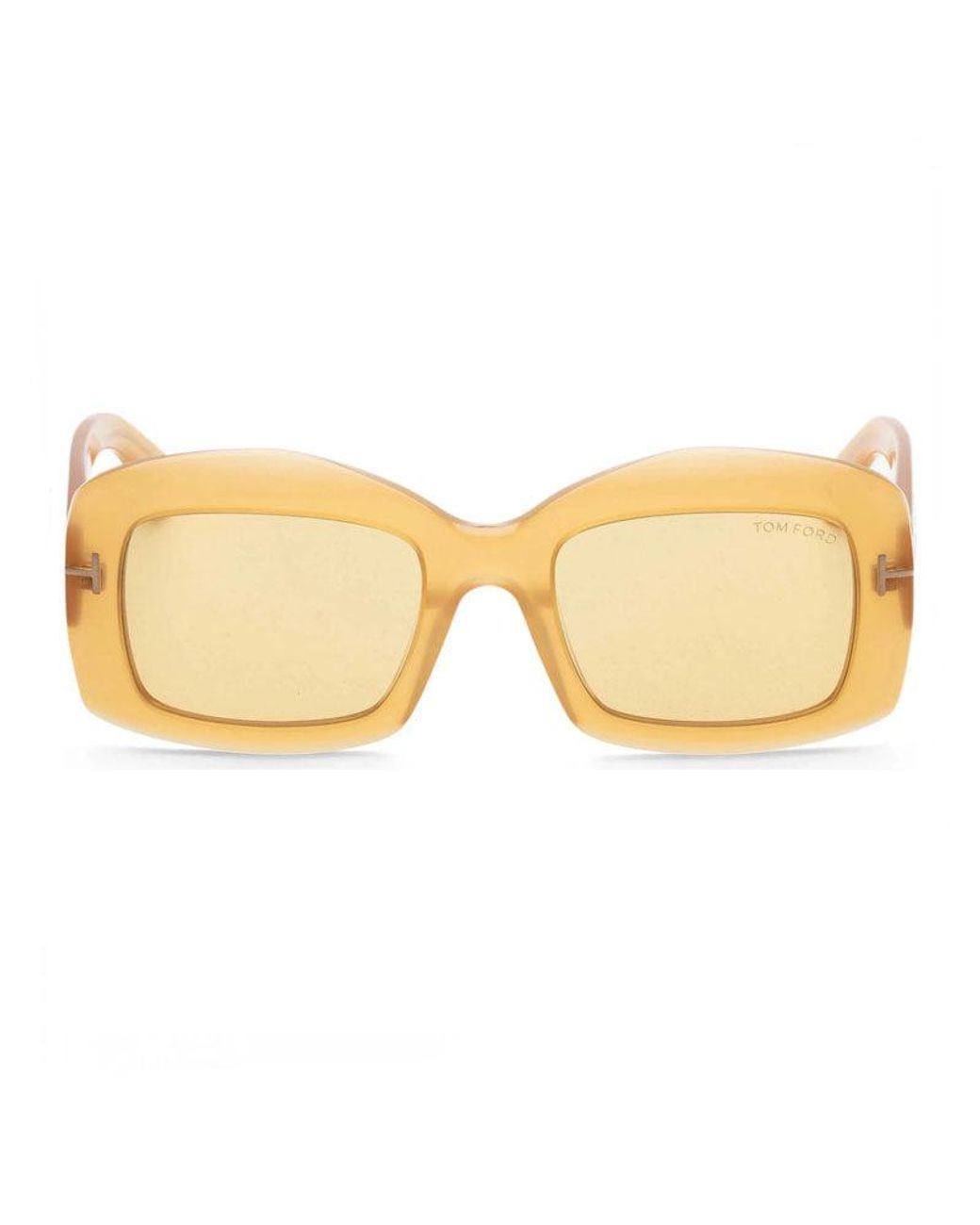 Tom Ford Metallic Sunglasses Rectangle Full Rim, Shiny Frame And Lens Ft121839E