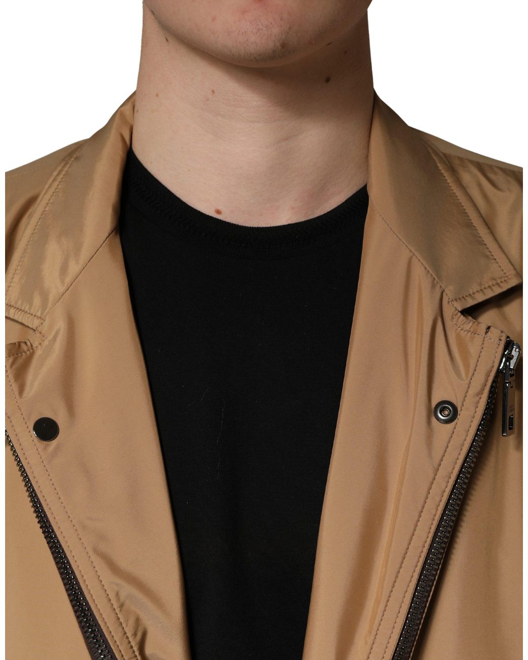 Dolce & Gabbana Natural Single Breasted Layered Coat Jacket Nylon Polyester Clothing for men