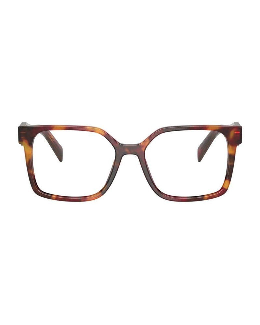 Prada Brown Eyeglasses Square Full Rim, Havana Caramel Frame And Clear Demo Lenses Lens Prb03V07R1O1