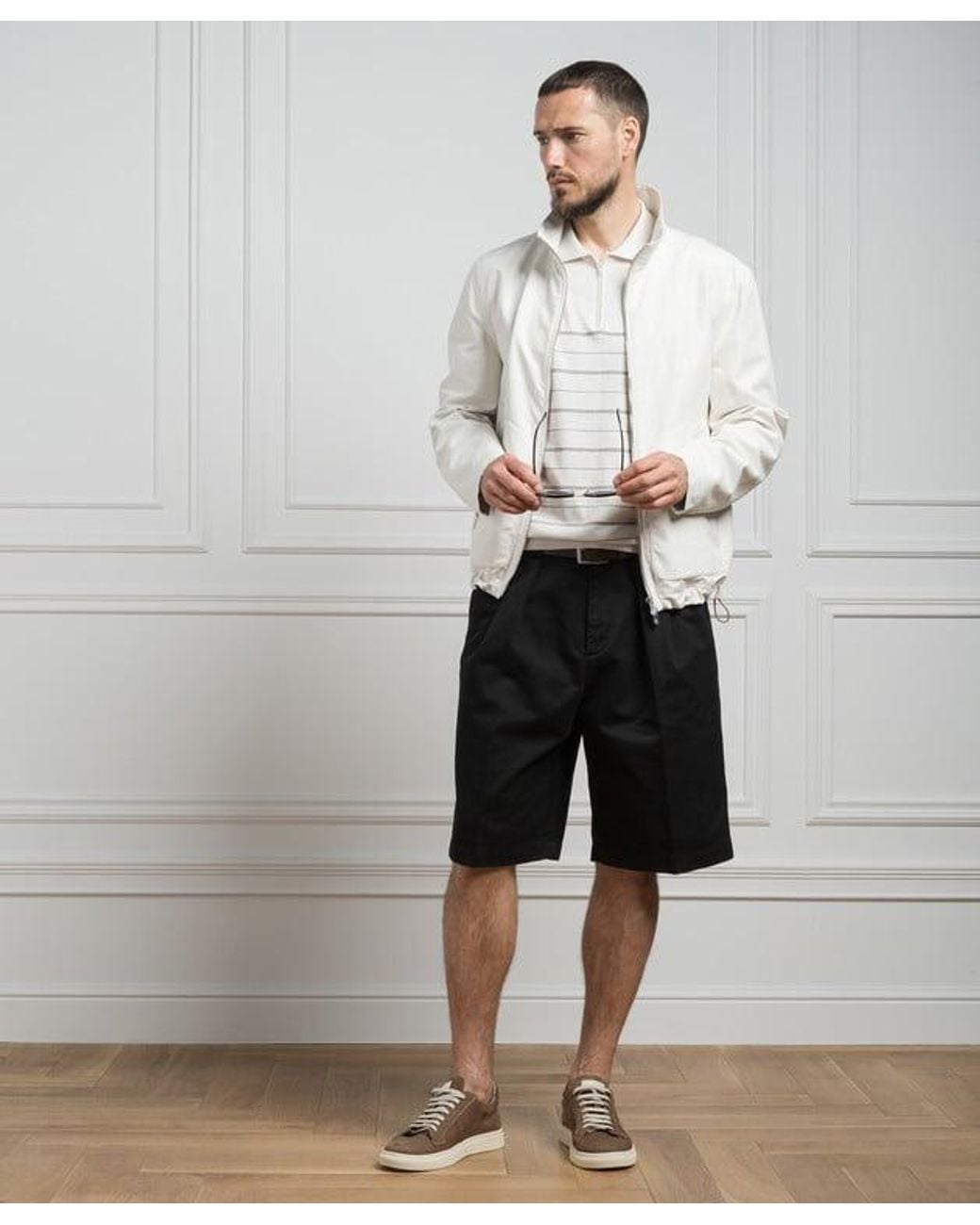 Brunello Cucinelli Black Tailored Cotton Shorts for men