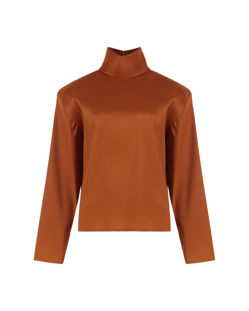 Saint Laurent Brown Long-Sleeve Silk-Blend Blouse Blouses