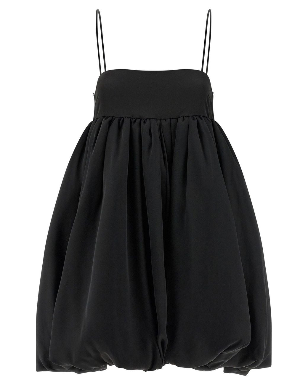 ROTATE BIRGER CHRISTENSEN Black Satin Balloon Silhouette Dress