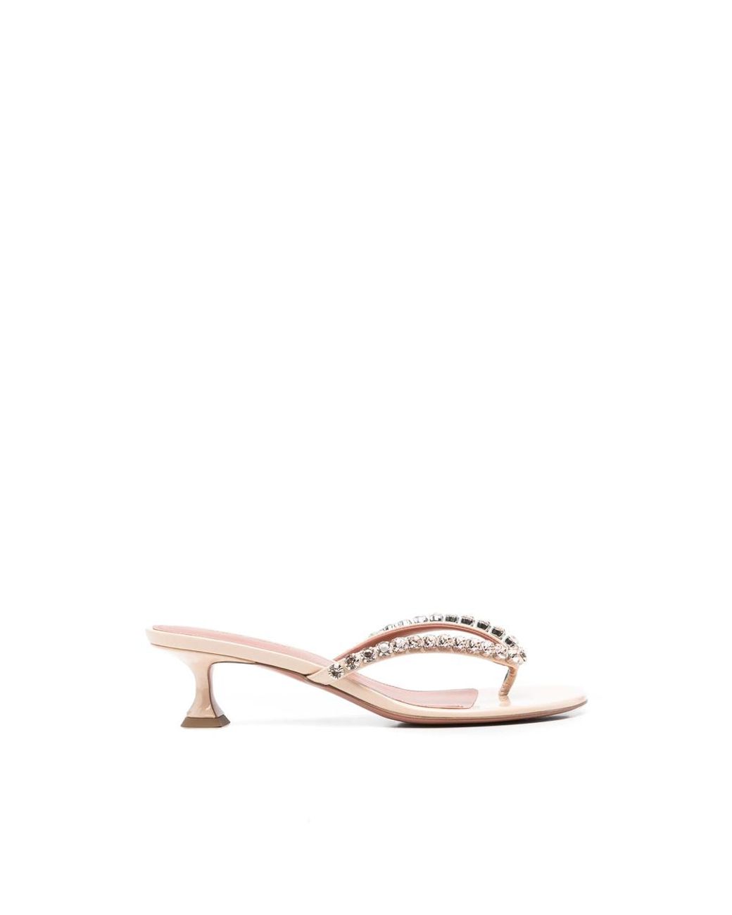 AMINA MUADDI Natural Kitten Heel Sandals Gigi 45 Patent
