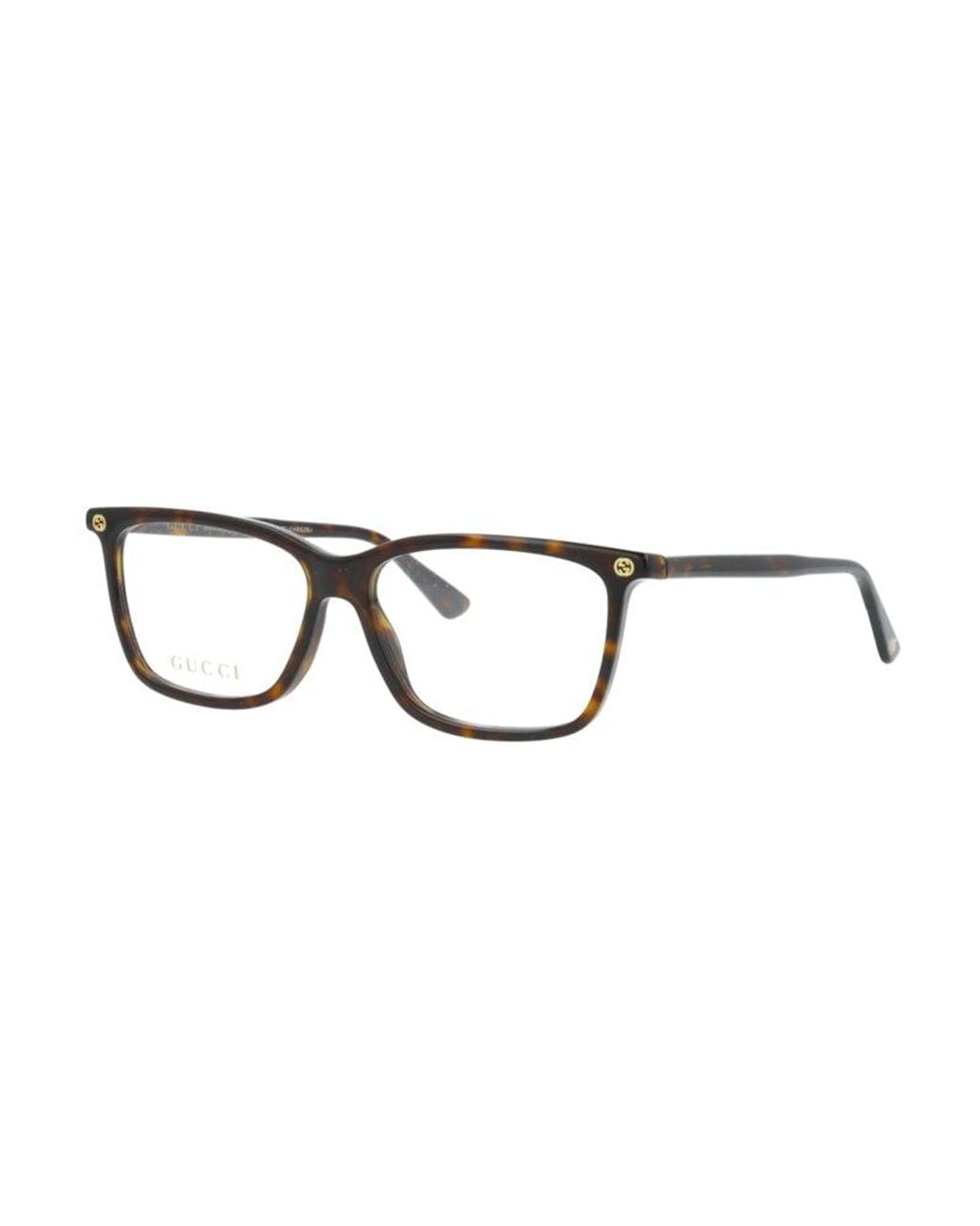Gucci Brown Eyeglasses Rectangle Full Rim, Gloss Havana Frame And Clear Demo Lenses Lens Gg0094O007 Sunglasses