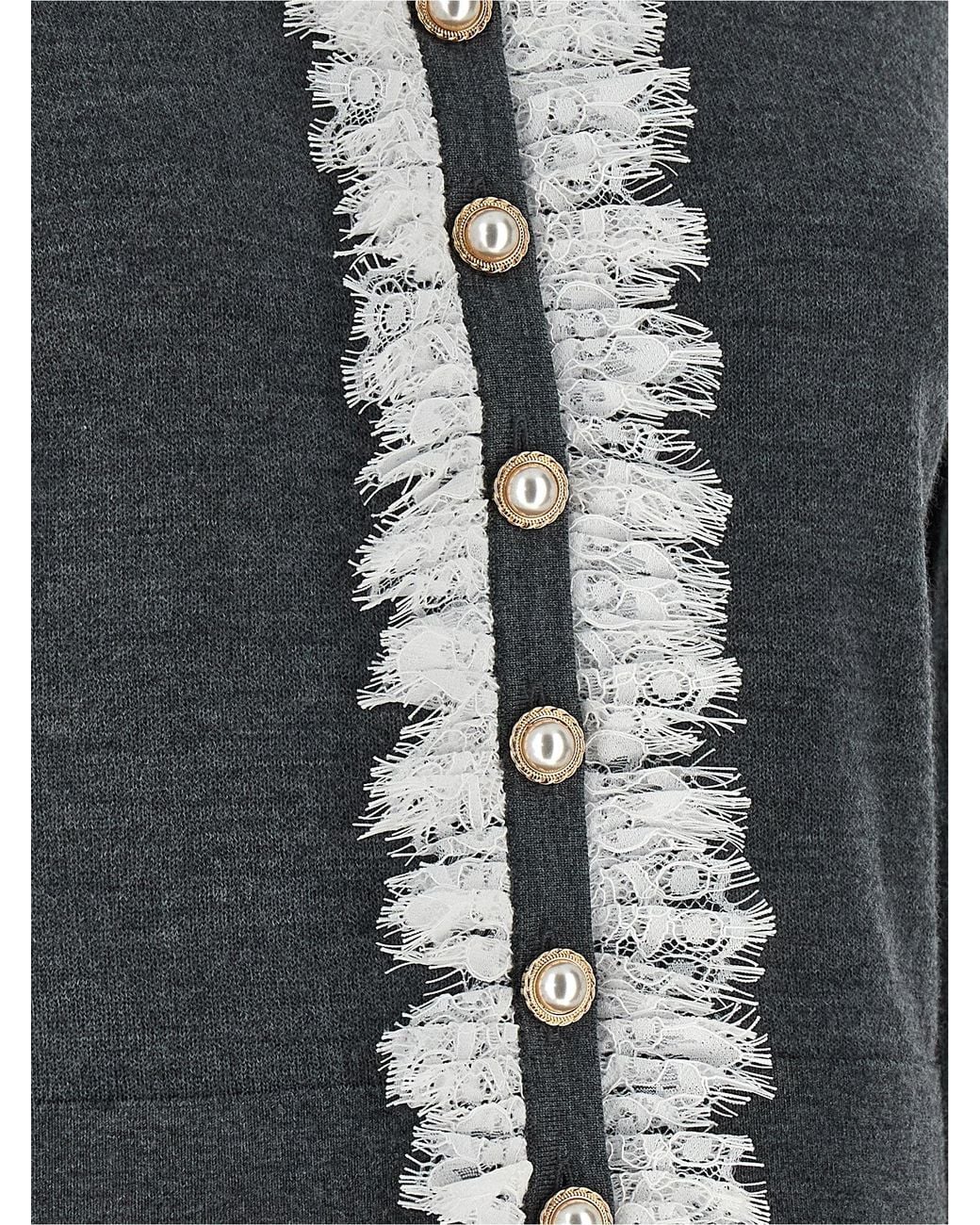 Self-Portrait Black Lace Collar Knit Cardigan