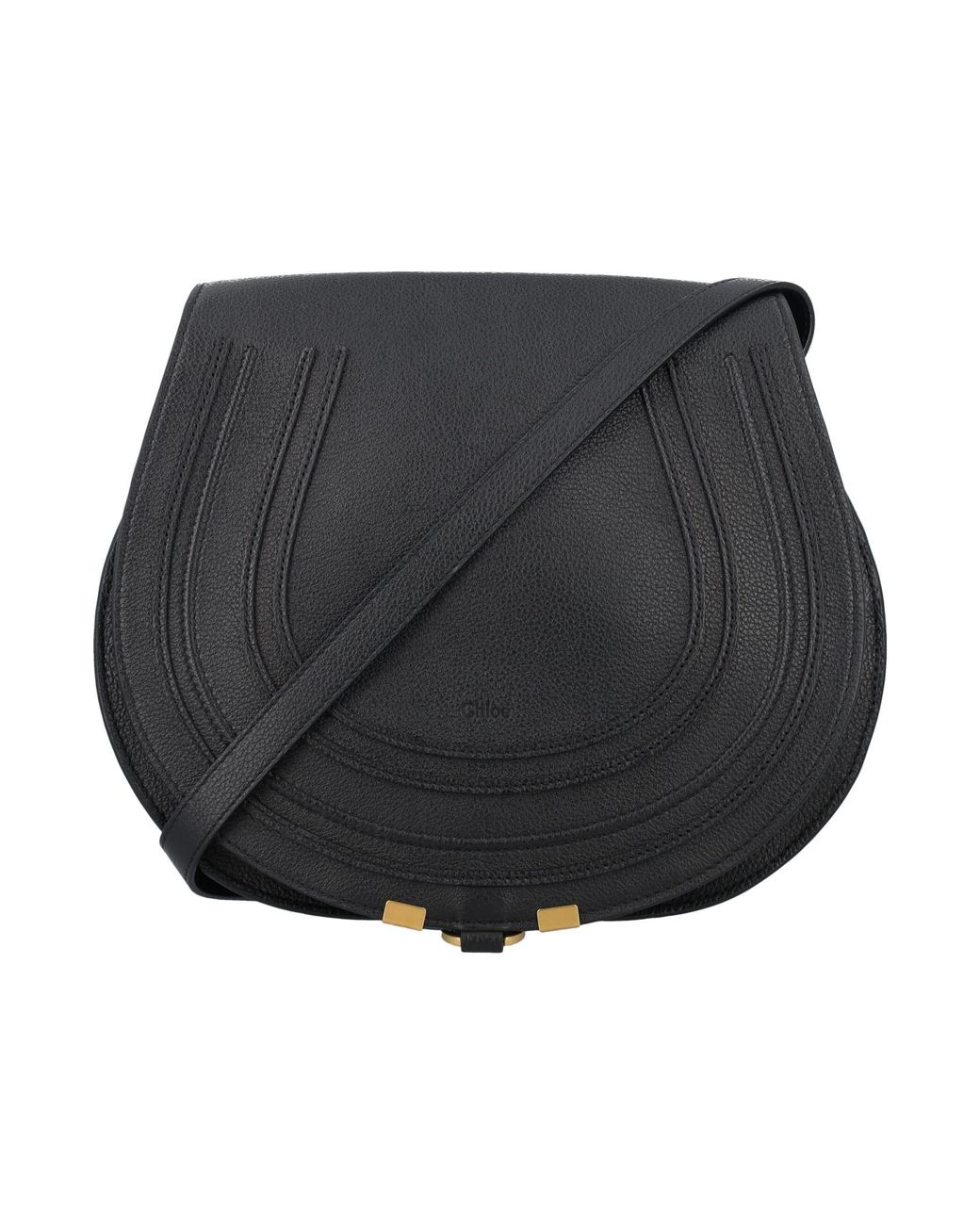 Chloé Marcie Medium Saddle Bag in Black | Lyst