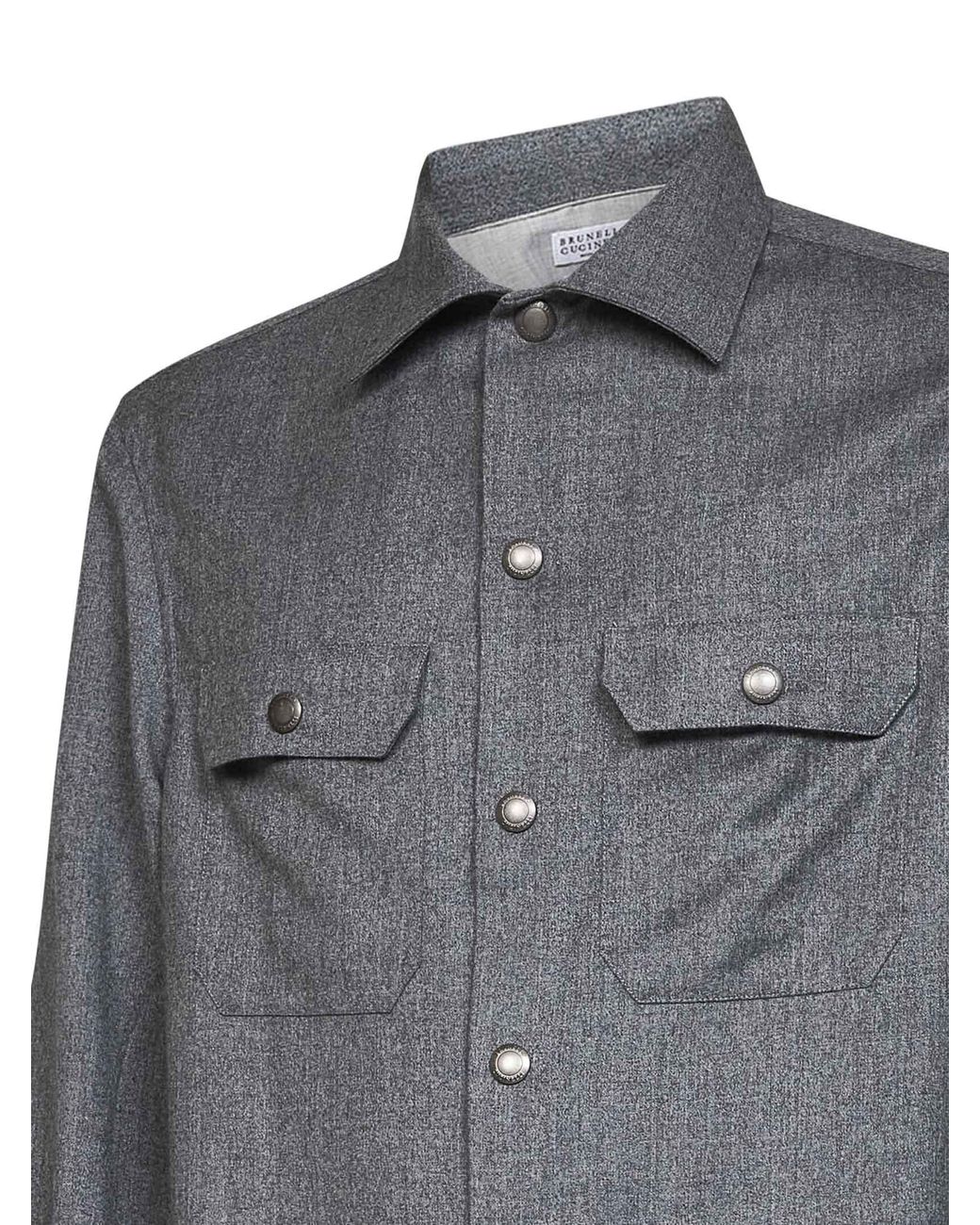 Brunello Cucinelli Gray Overshirt Virgin Wool for men