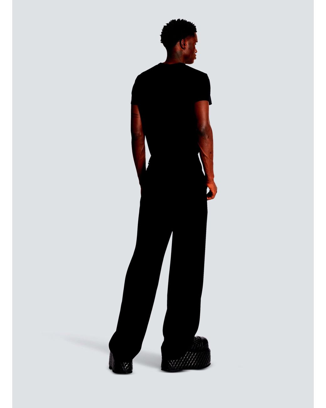 Balmain Black Crepe Loose Trousers for men