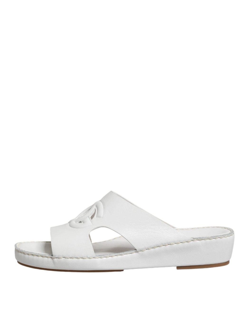 Dolce & Gabbana White Dg Cutout Slides Slippers Flats Shoes Rubber for men