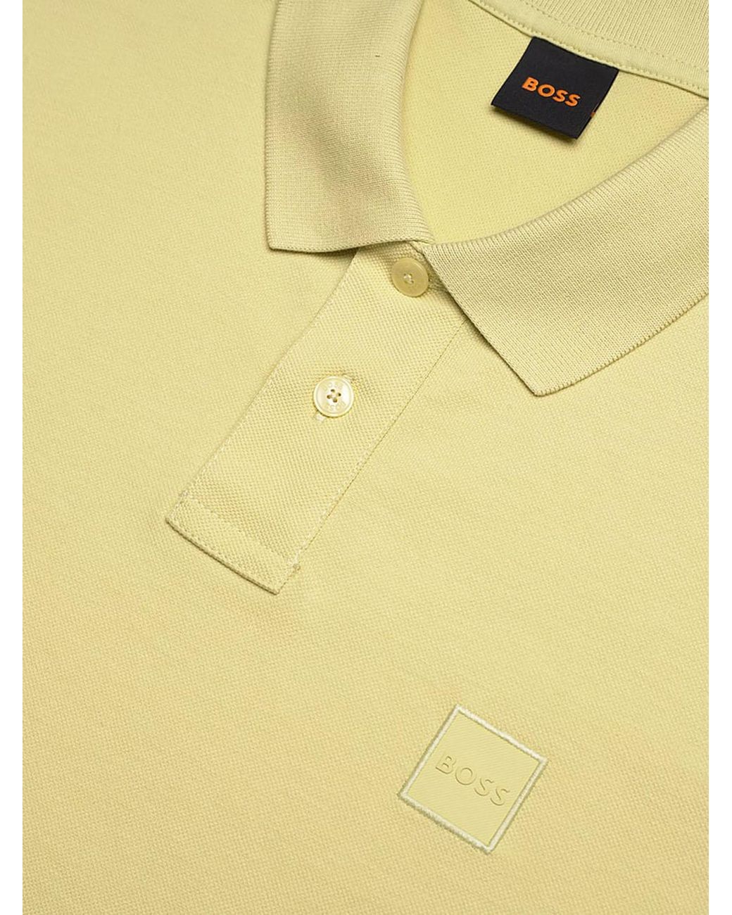 Boss Yellow Polo Shirt Stretch Cotton for men
