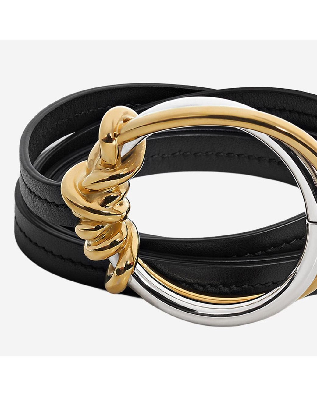 Bottega Veneta Black Belt Knot Ring Calfskin