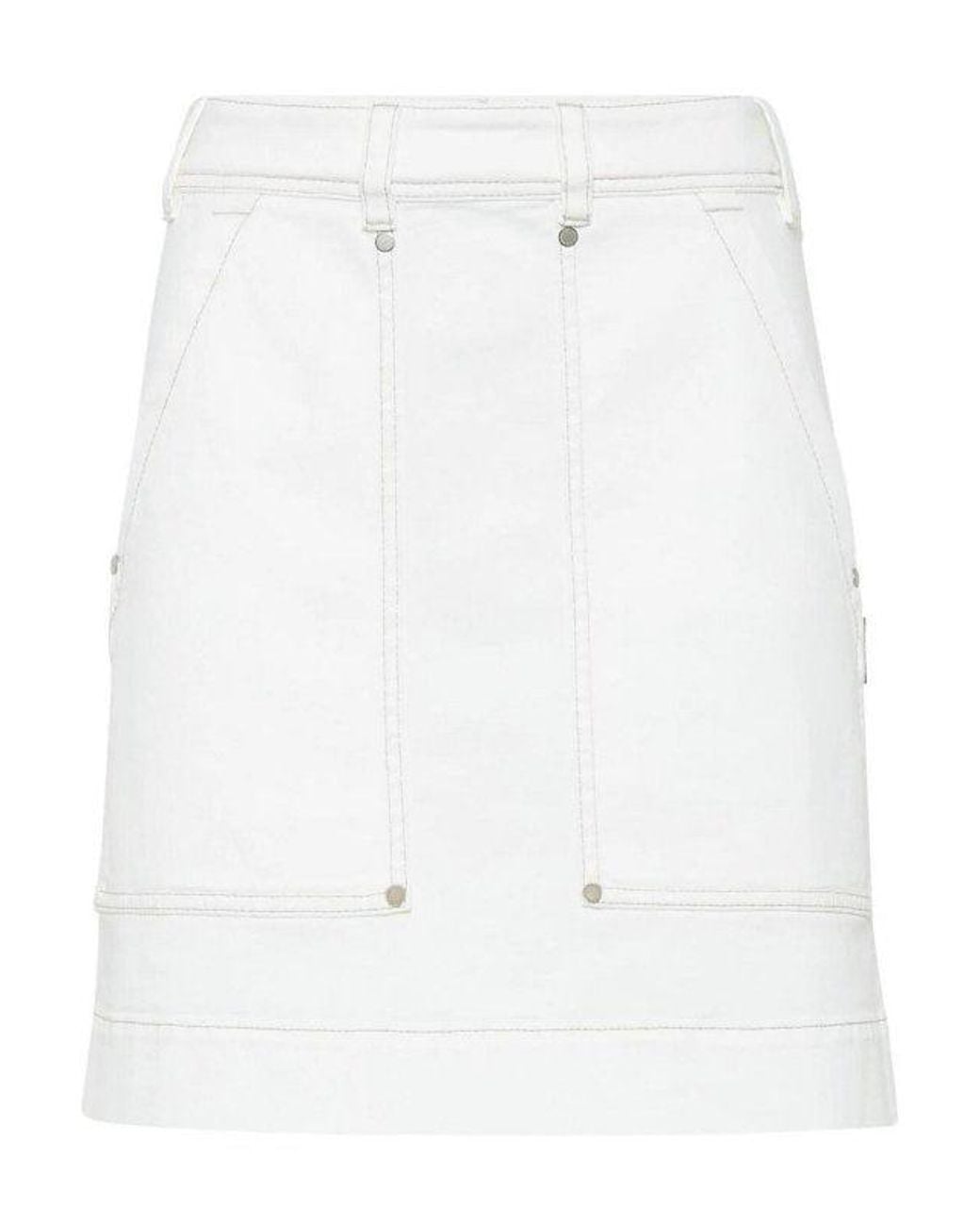 Brunello Cucinelli White Cotton Straight Skirt