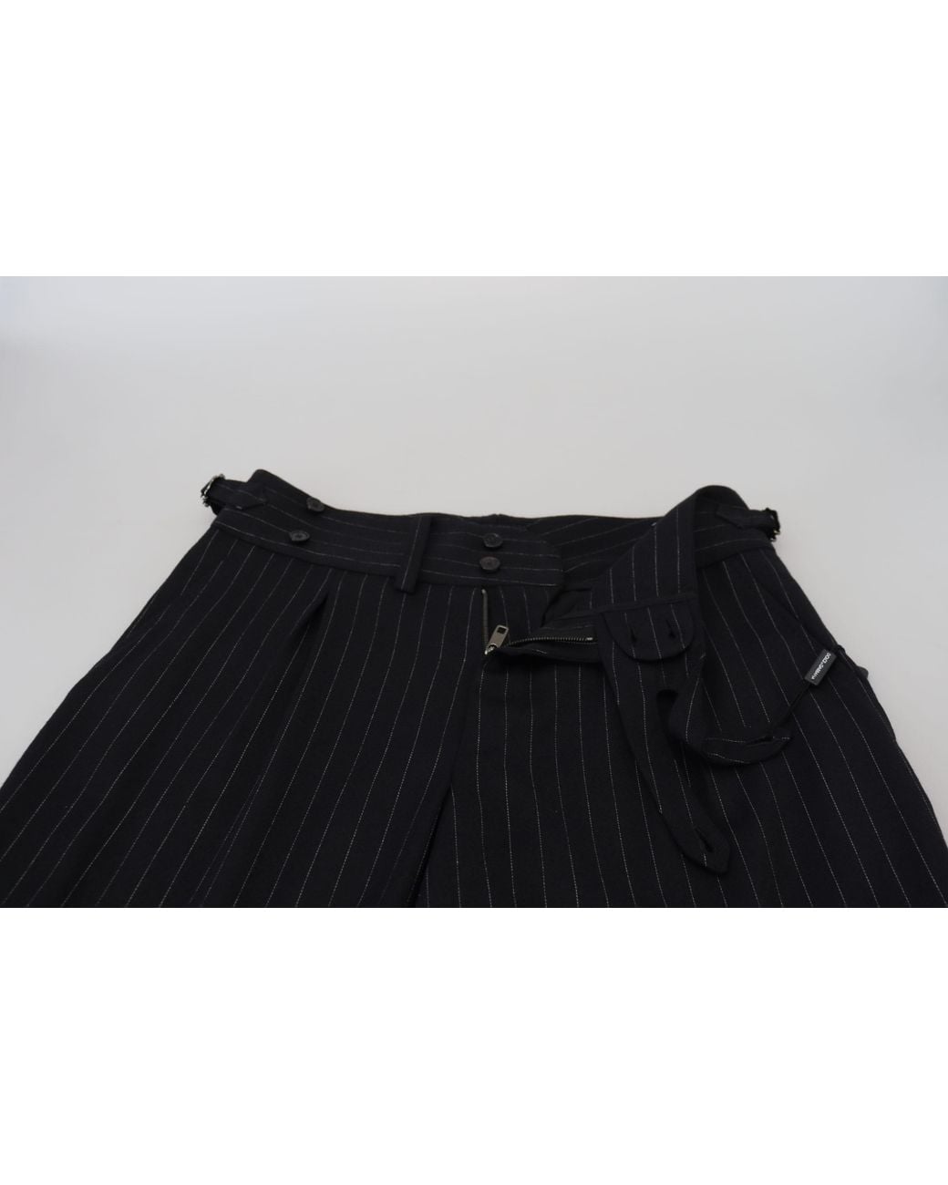 Dolce & Gabbana Black Elegant Striped Wool Blend Trousers for men