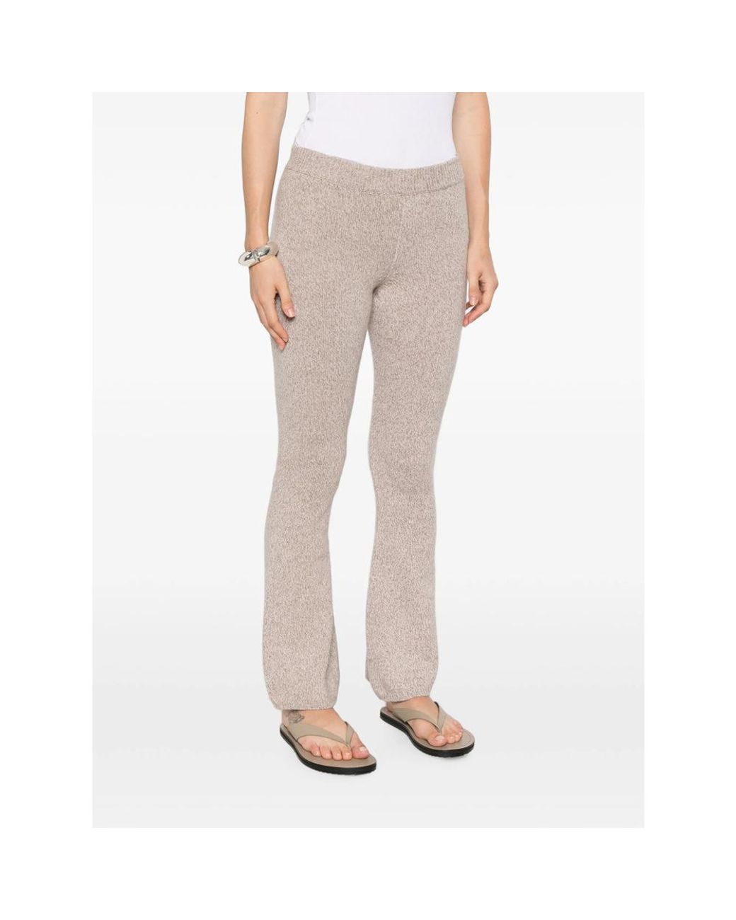 ELY ELY Natural Marl-Knit Flared Trousers