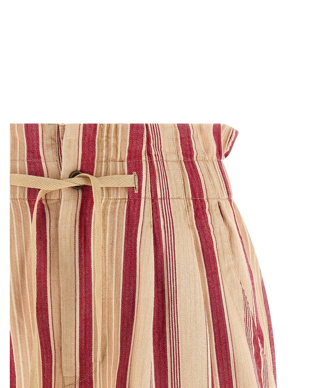Isabel Marant Red Striped Cotton Canvas Shorts
