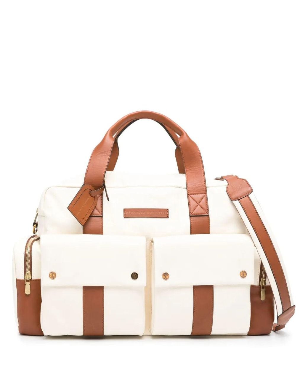 Brunello Cucinelli Pink Logo-Patch Zipped Holdall Bag for men