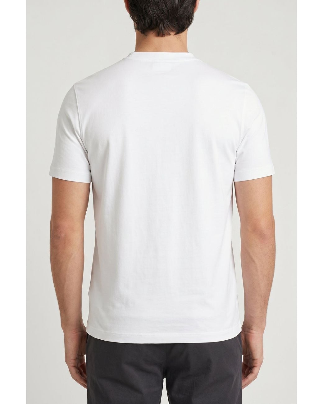 Brunello Cucinelli White Crew Neck T-Shirt With Emblem for men