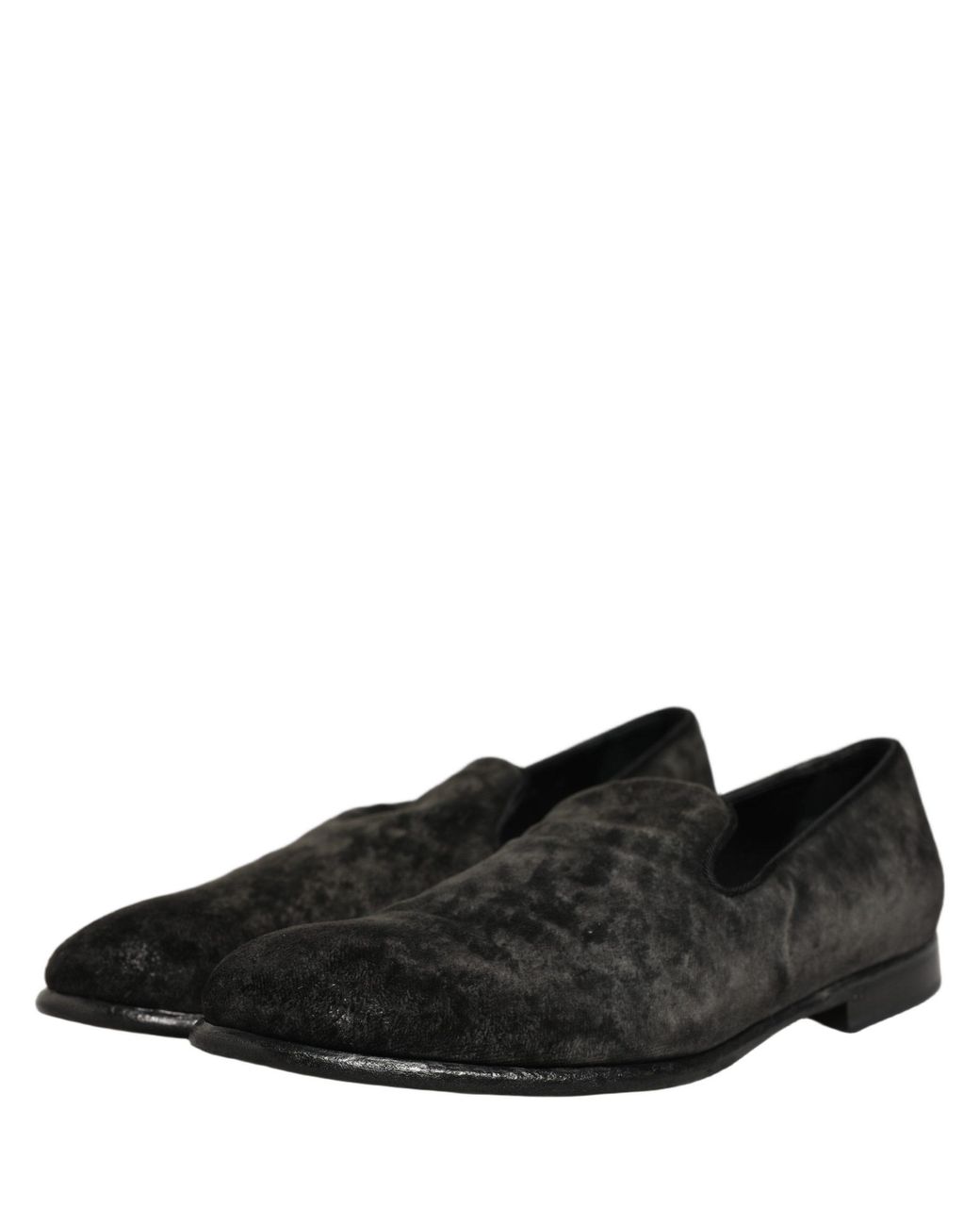 Dolce & Gabbana Black Suede Slip On Slippers Loafers Shoes Leather for men