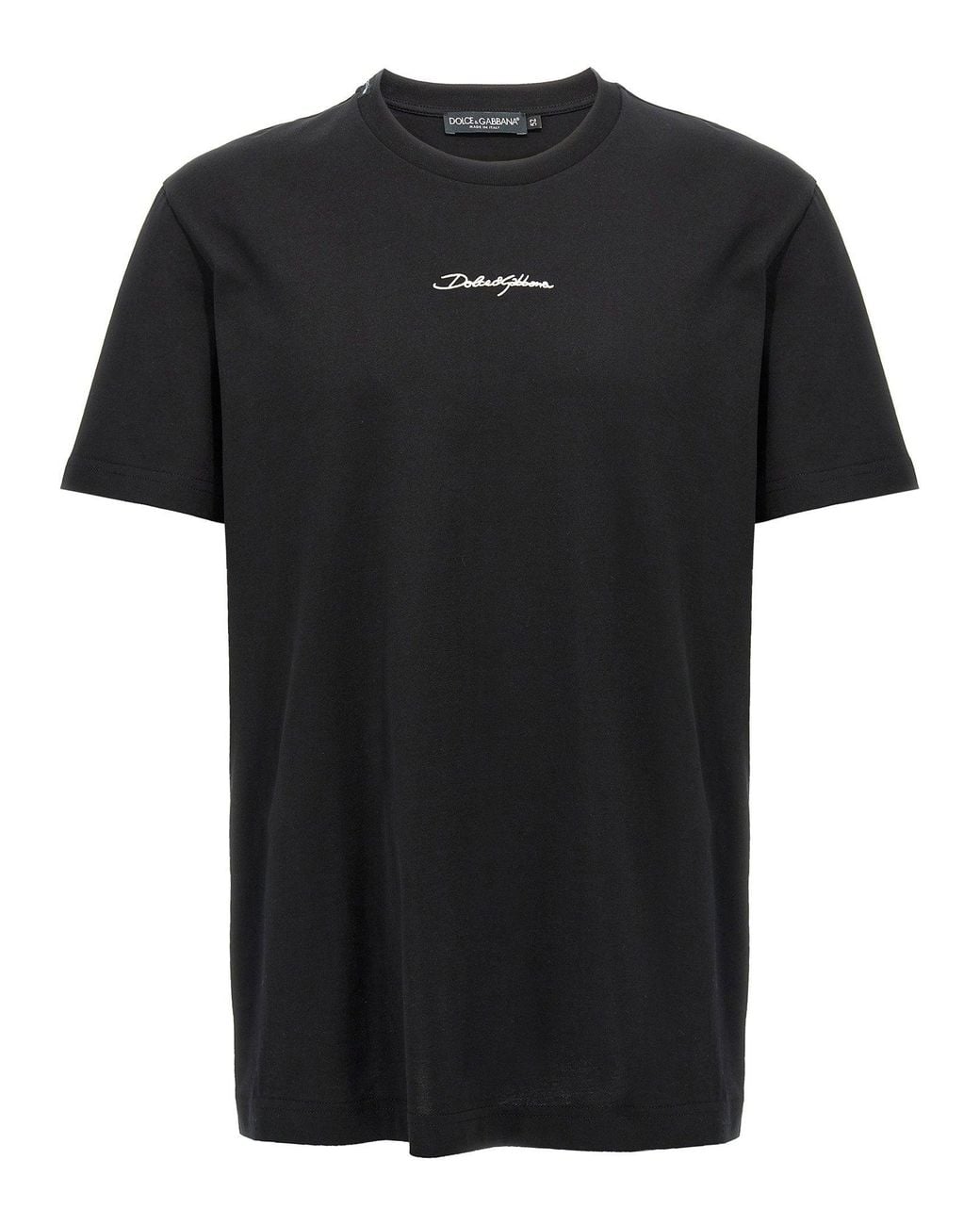 Dolce & Gabbana Black Dolce & Gabbana Logo-Embroidered T-Shirt for men