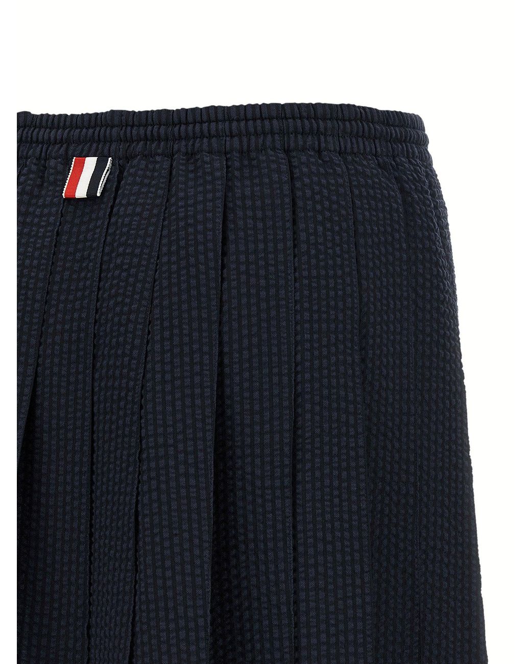 Thom Browne Blue Striped Wool Seersucker Skirt
