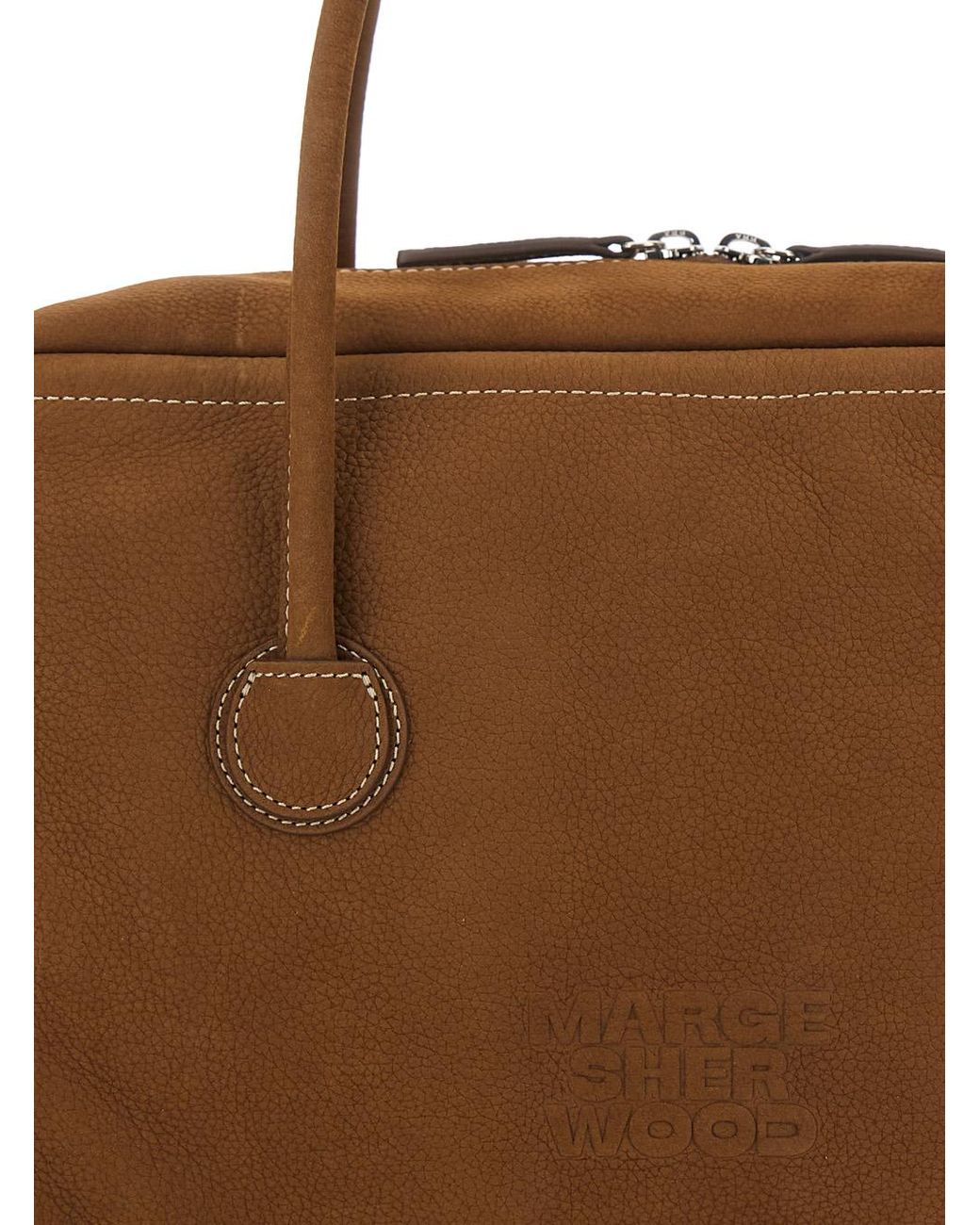 MARGE SHERWOOD Brown Shoulder Bag Soft Boston With Leather Top Closure For Cow