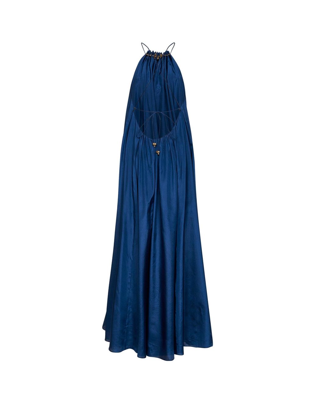 Zimmermann Blue Cobalt Silk Aster Dark Gathered Beaded Maxi Dress