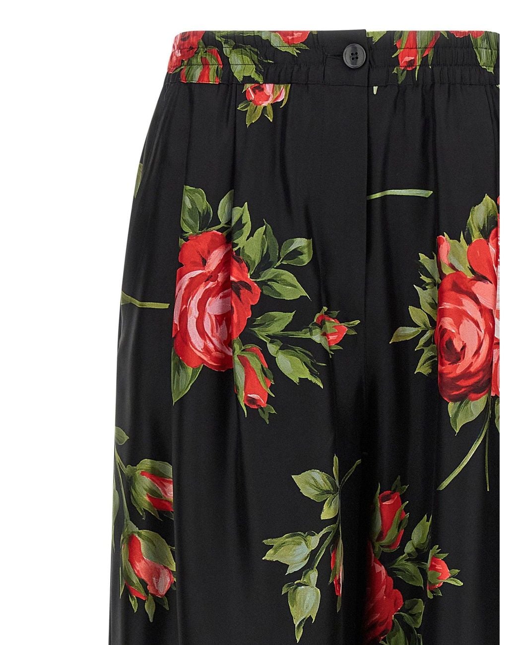 Rose Solid Dolce & Gabbana Dolce & Gabbana Bouquet Rose Trousers in Black | Lyst