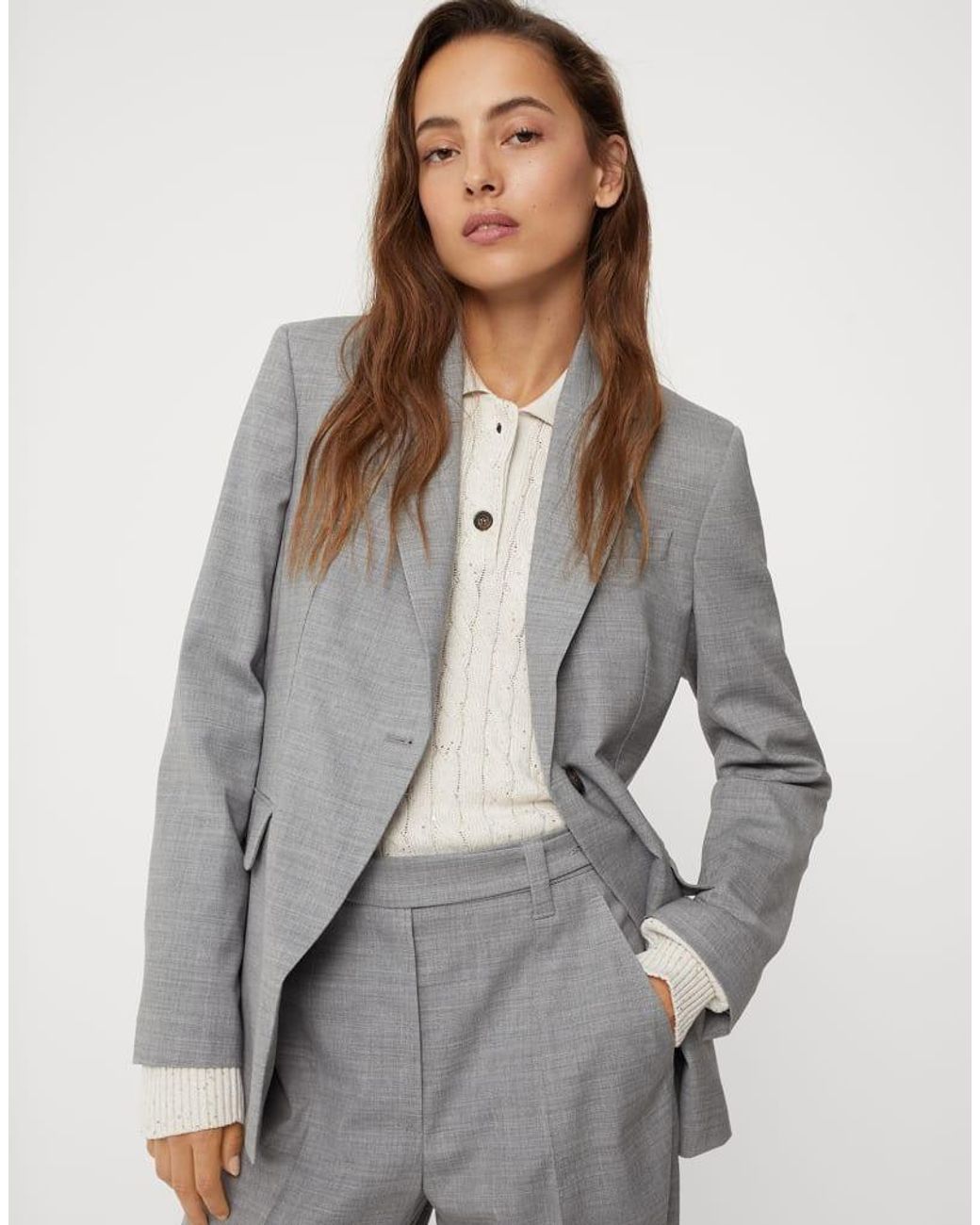 Brunello Cucinelli Gray Light Wool Tailored Blazer