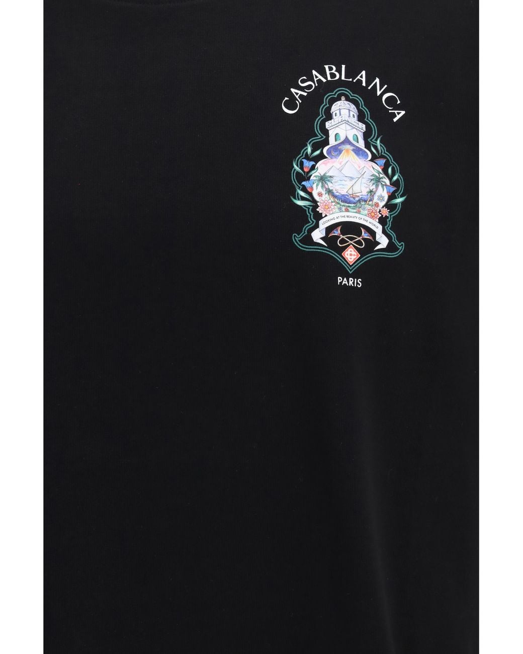 Casablanca Black Paris Graphic T-Shirt Cotton T-Shirts And Polos for men