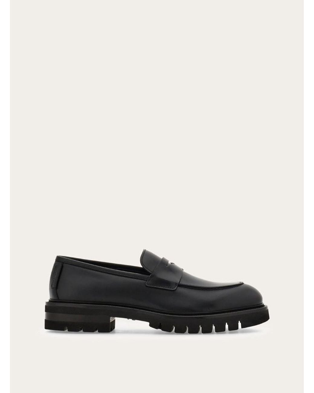 Ferragamo Black Calf Leather Loafers for men