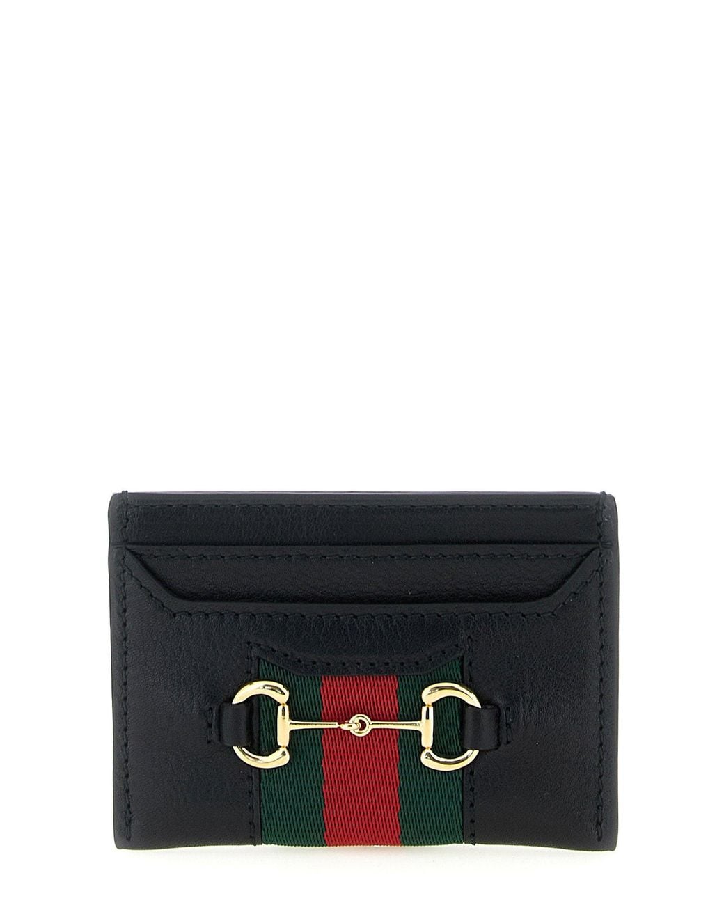 Gucci Black Web Striped Leather Card Case