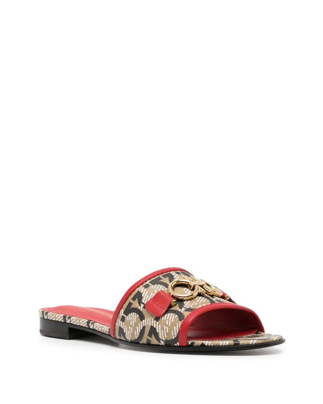 Ferragamo Pink Gancini-Print 20Mm Mules