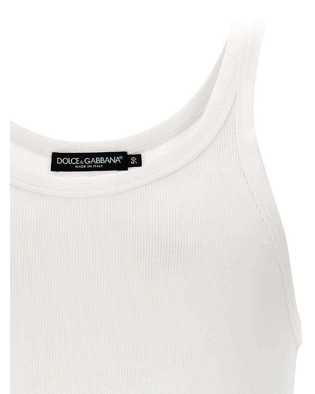 Dolce & Gabbana White Dolce & Gabbana Ribbed Cotton Tank Top