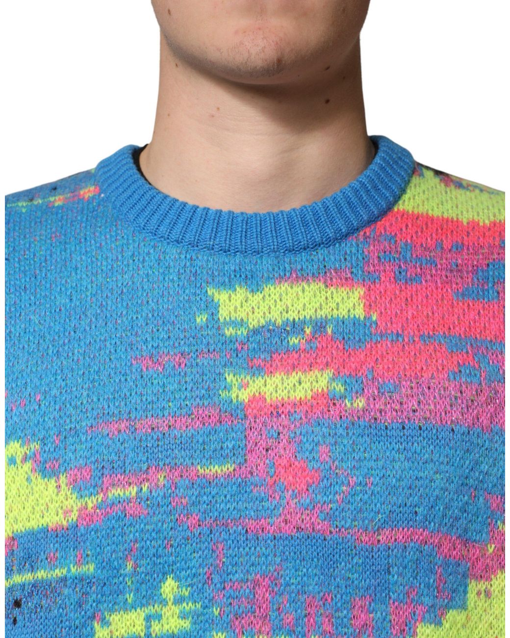 Dolce & Gabbana Blue Crew Neck Pullover Sweater Clothing for men