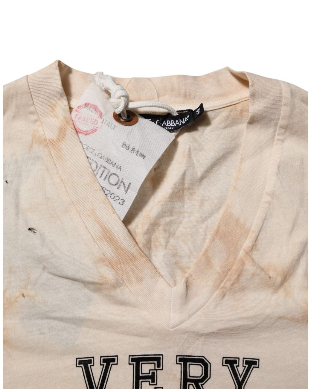 Dolce & Gabbana Natural Beige Logo Print Short Sleeve V for men