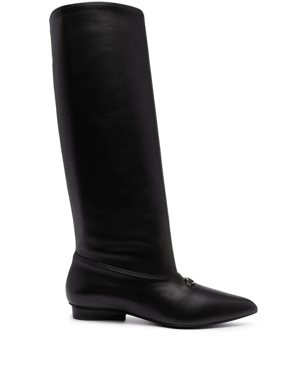 Ferragamo Black Gancini Knee-High Boots