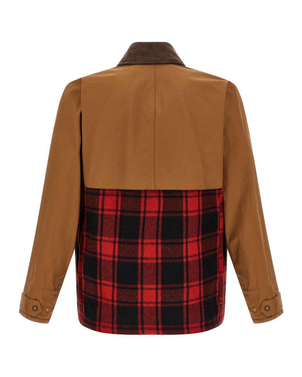 Junya Watanabe Brown Cotton Canvas Jacket With Wool Back Insert And Corduroy Collar for men