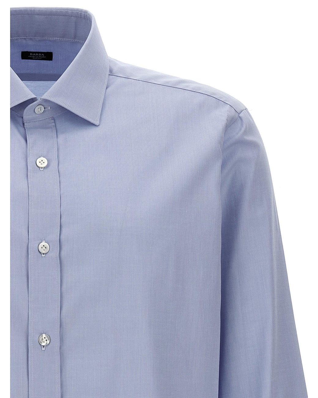 Barba Napoli Blue Textured Cotton Shirt