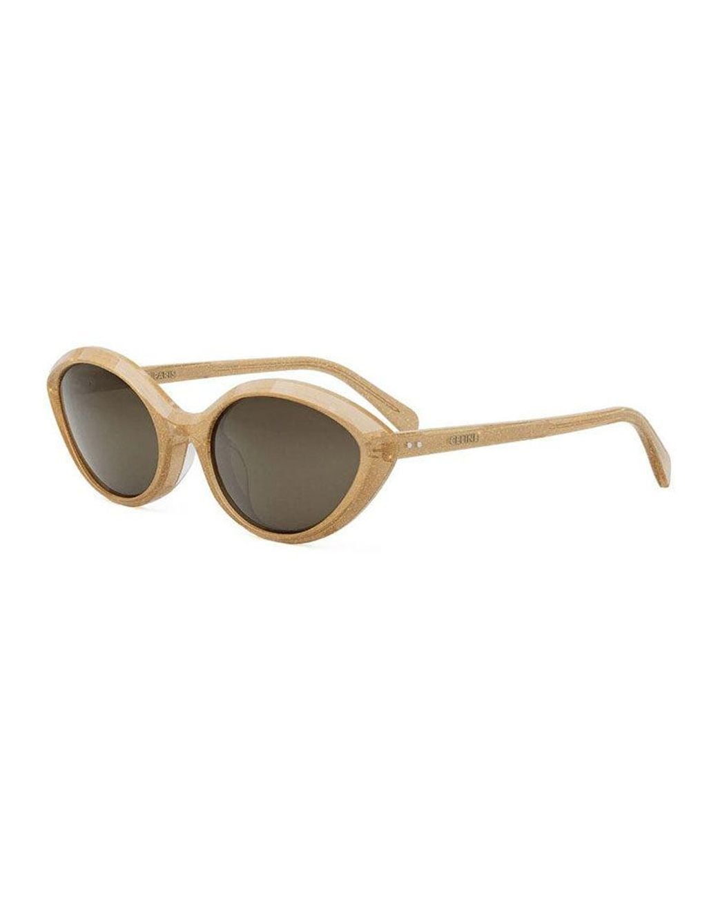 Céline Brown Sunglasses Cat Eye Full Rim, Shiny Milky Peach With Glitter Frame And Lens Cl40264U59E