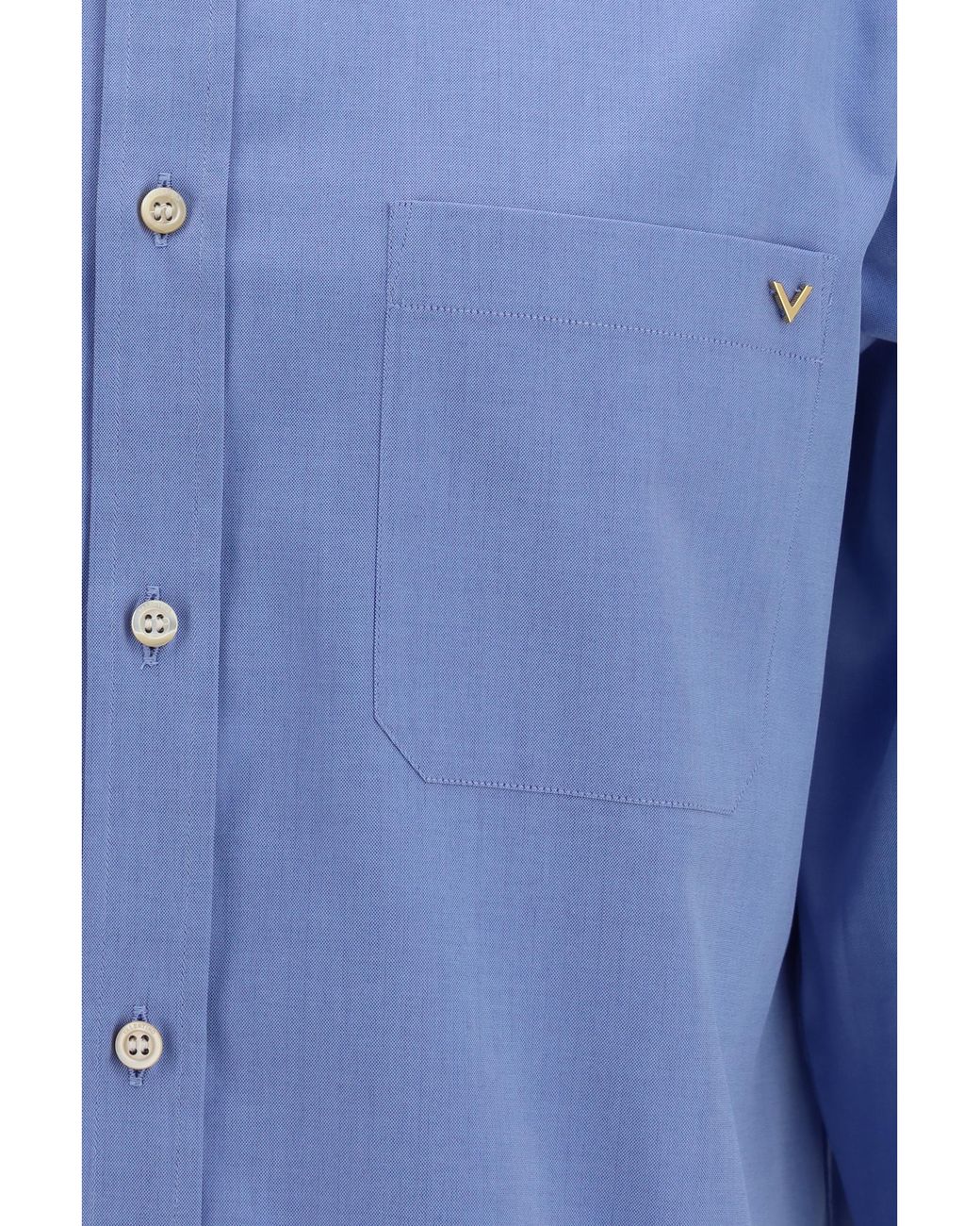Valentino Blue Lightweight Cotton Shirt With Vgold for men