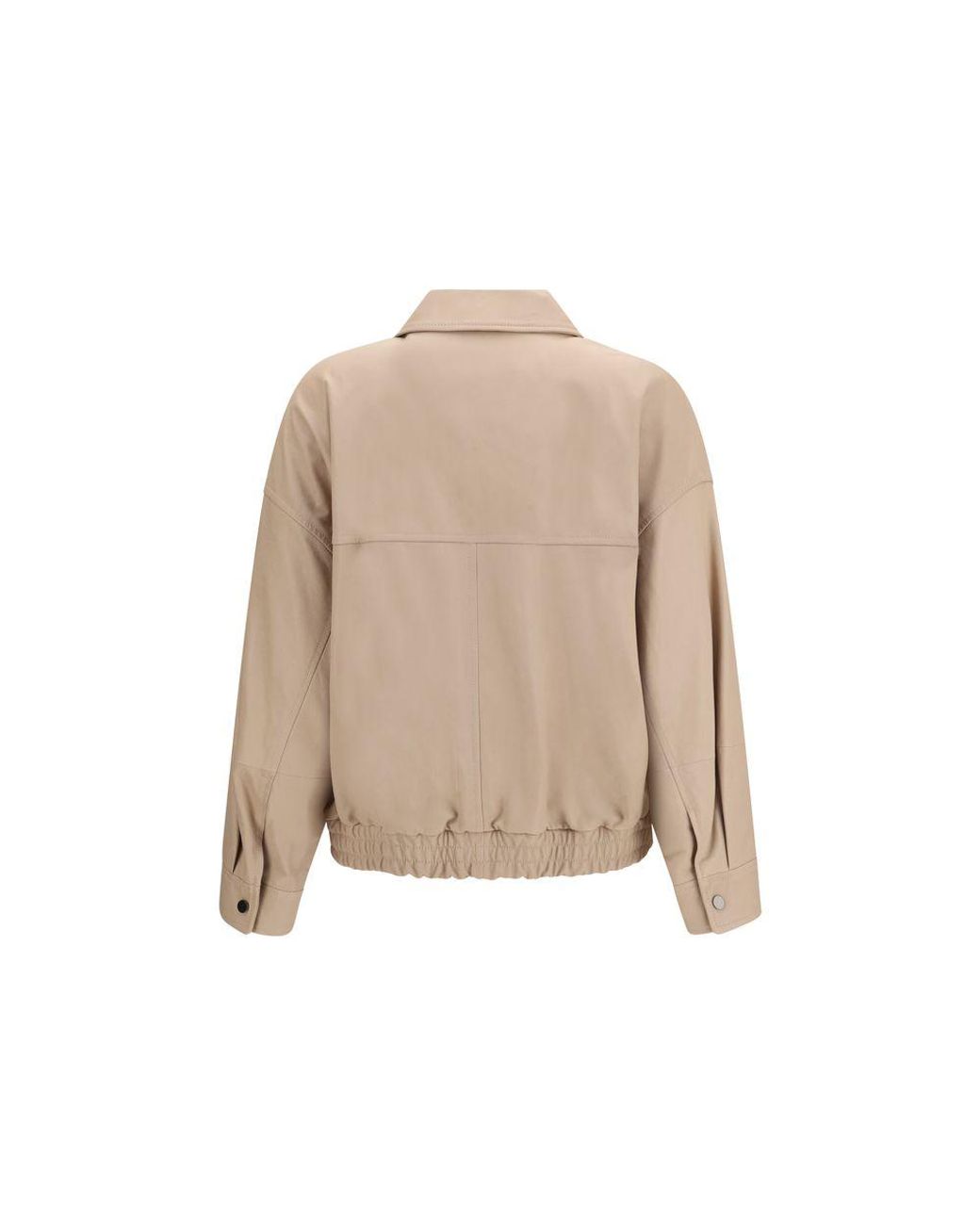 Brunello Cucinelli Natural Beige Leather Leather Jacket