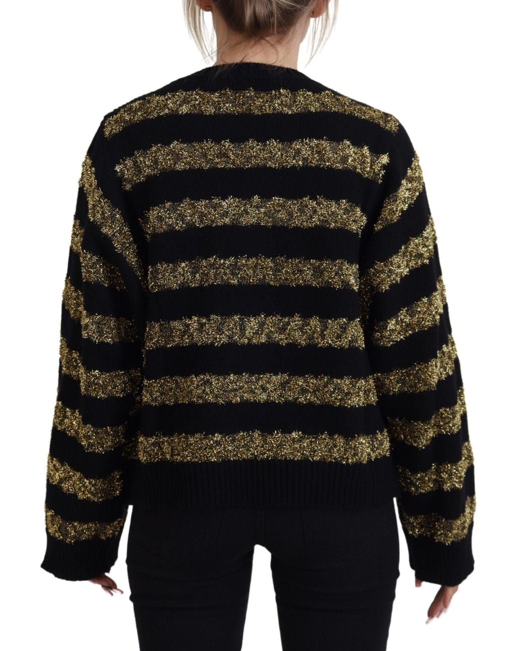 Dolce & Gabbana Black Metallic Stripe Knit Pullover