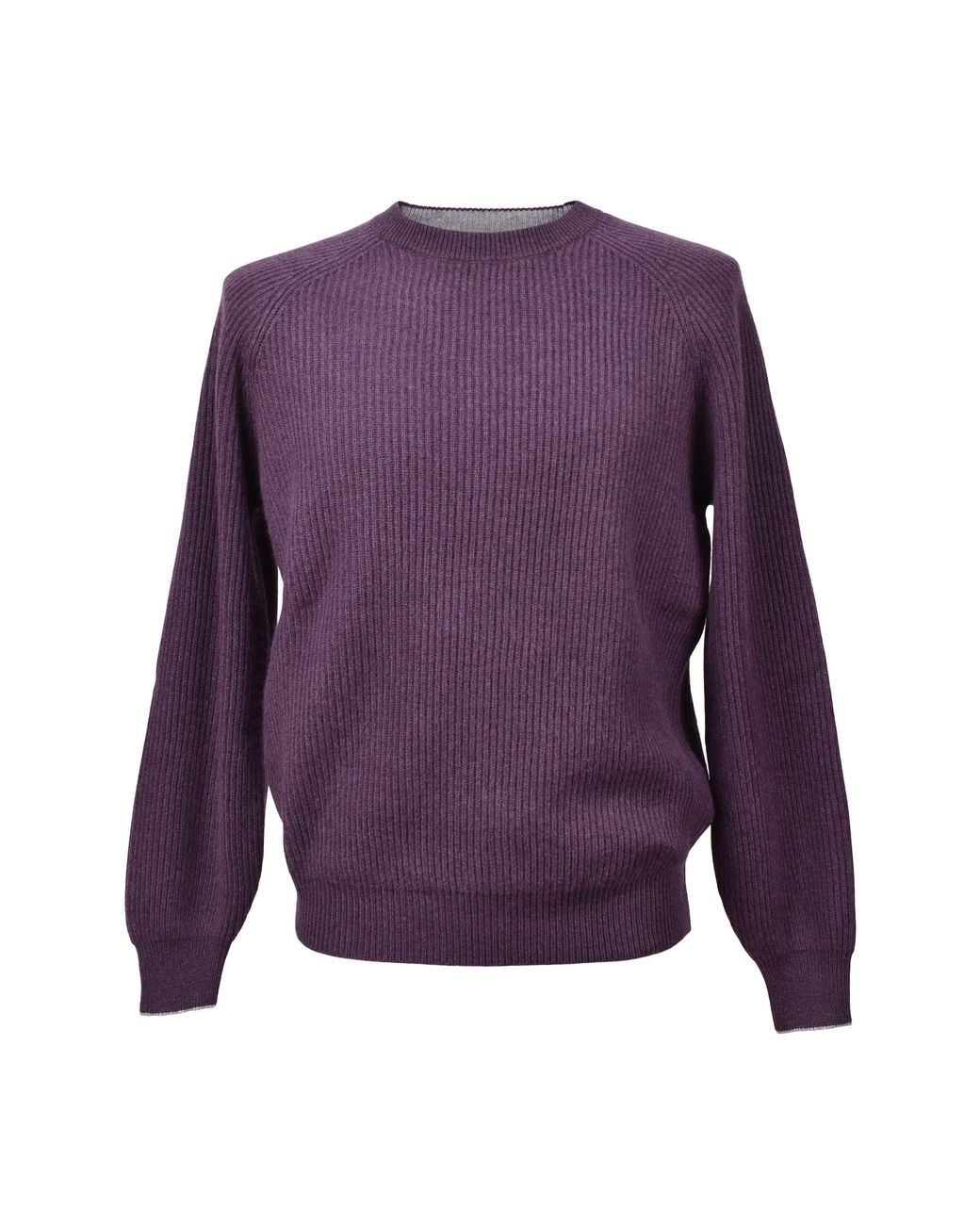Brunello Cucinelli Purple Plum Cashmere Crewneck Sweater for men