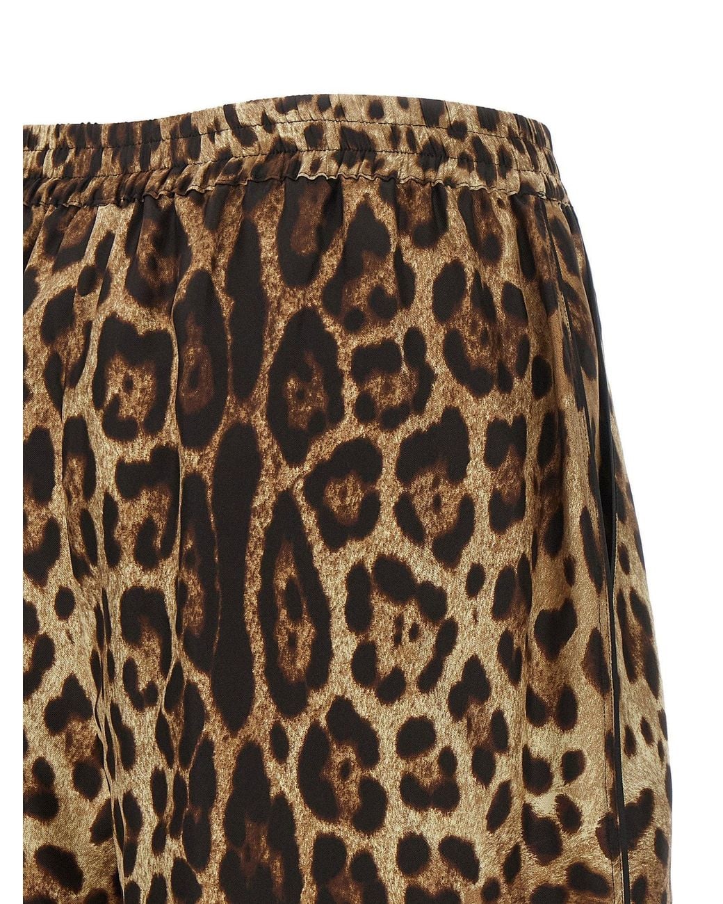 Dolce & Gabbana Brown Dolce & Gabbana Leopard-Print Silk Satin Shorts