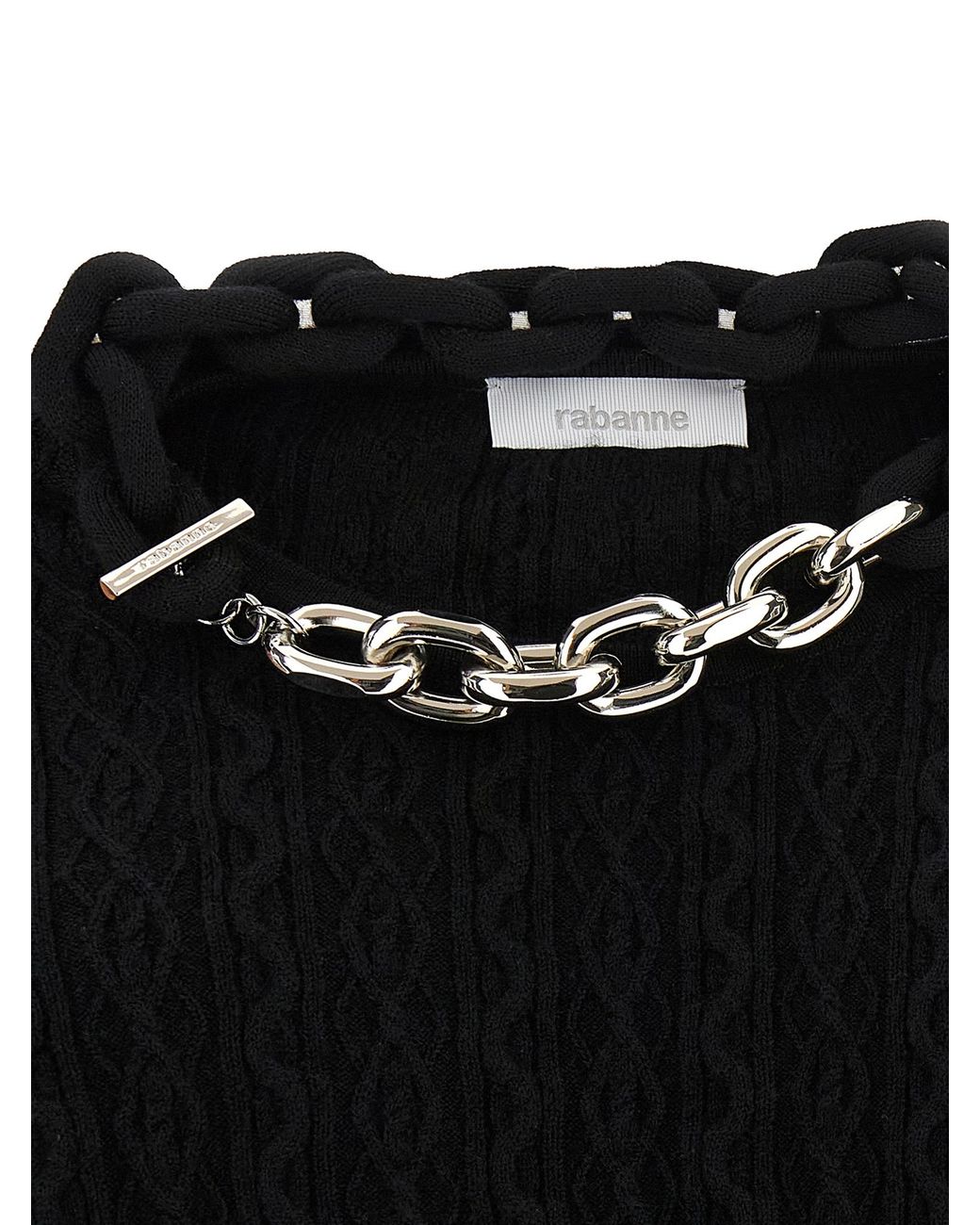 Rabanne Black Necklace Sweater Wool Cashmere Sweater, Cardigans