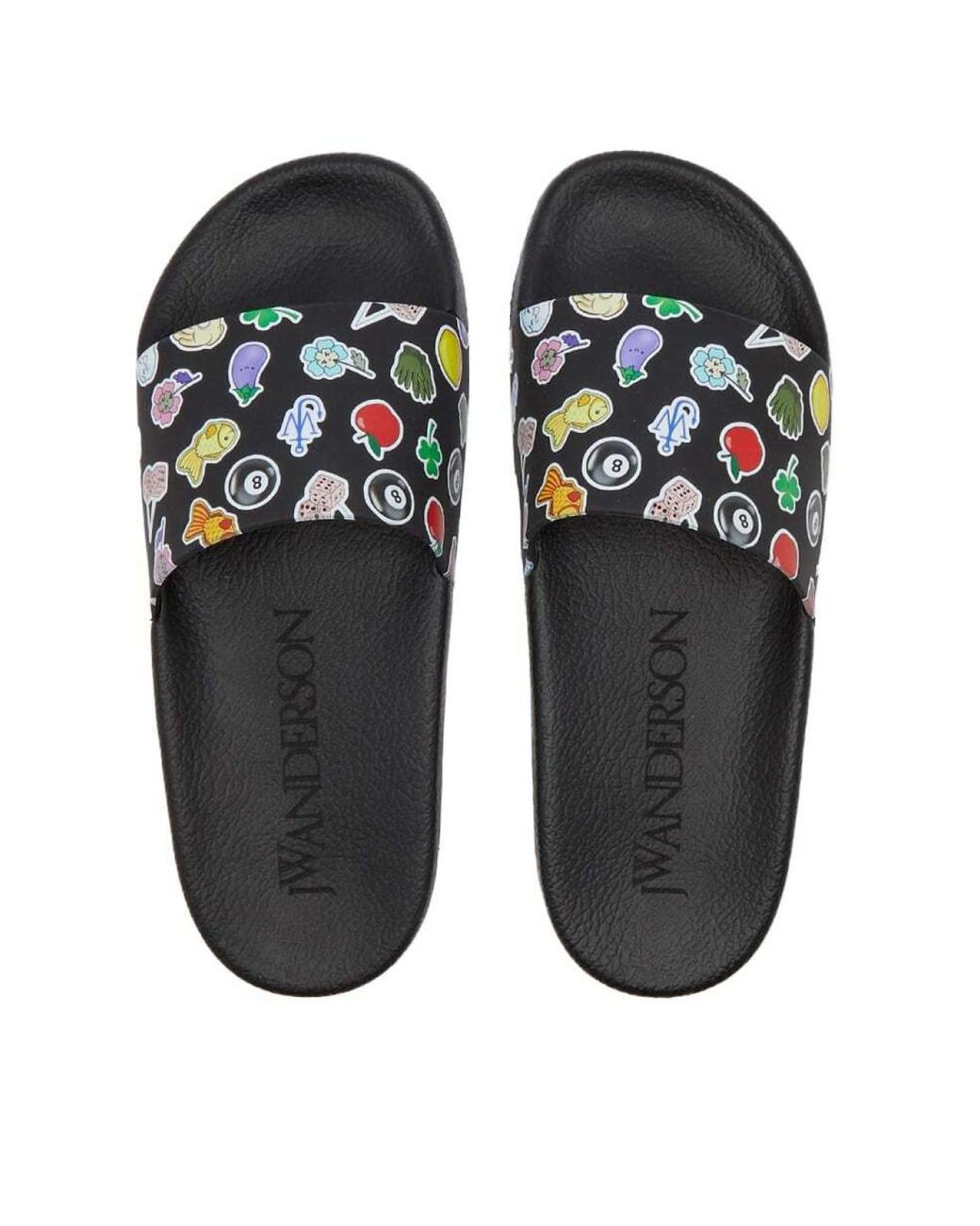 J.W. Anderson Black Sticker Logo Slides Sandals