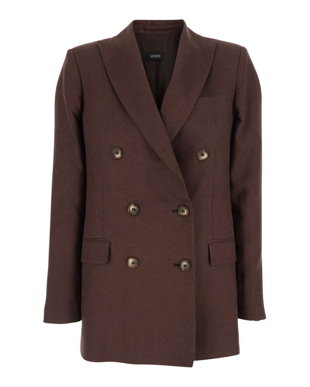 Le Plain Brown Double-Breasted Jacket With Peak Revers