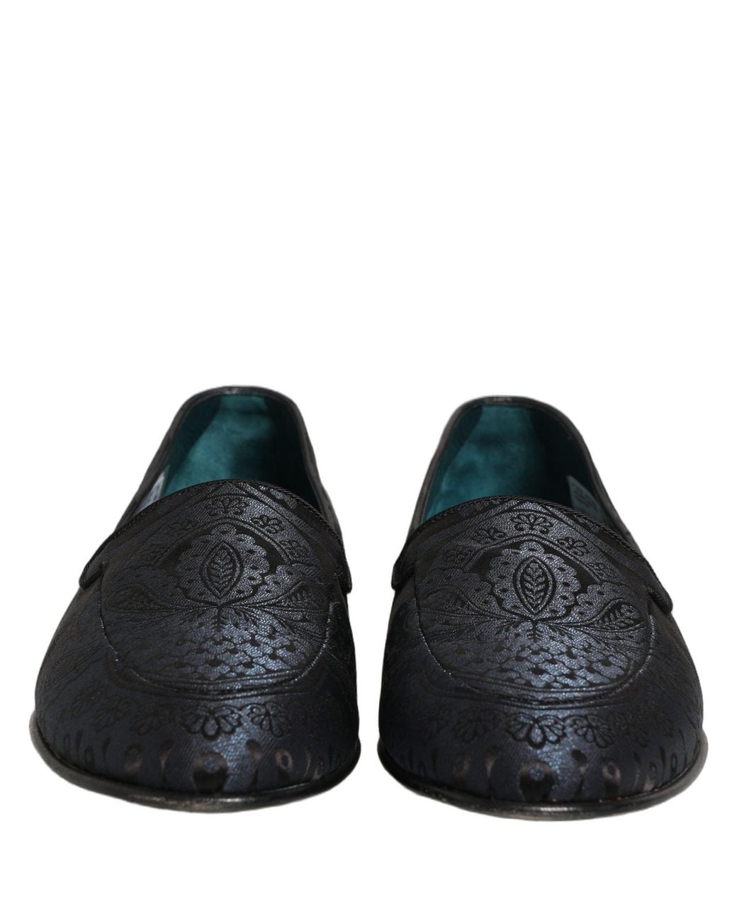 Dolce & Gabbana Green Jacquard Leather Slip On Loafers Shoes for men